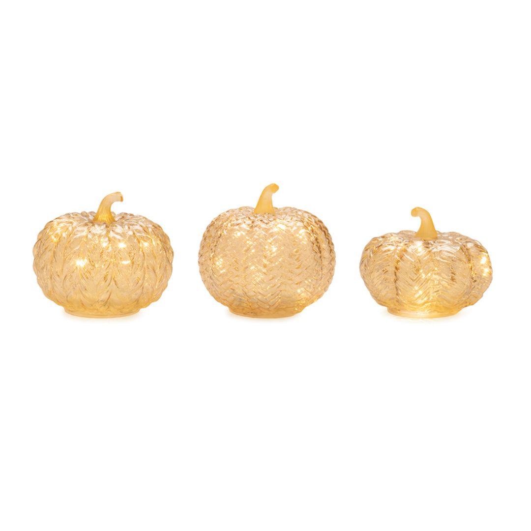 LED Mercury Glass Pumpkin Decor (Set of 3)