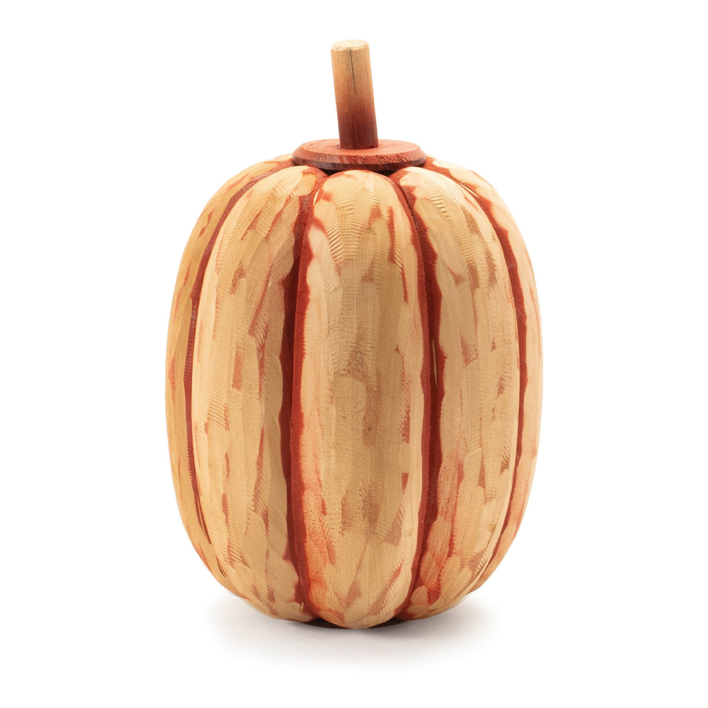 Carved Fir Wood Pumpkin Decor (Set of 2)