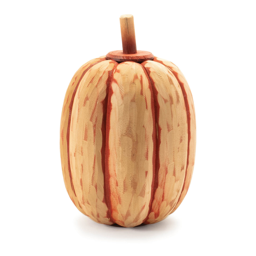 Carved Fir Wood Pumpkin Decor (Set of 2)