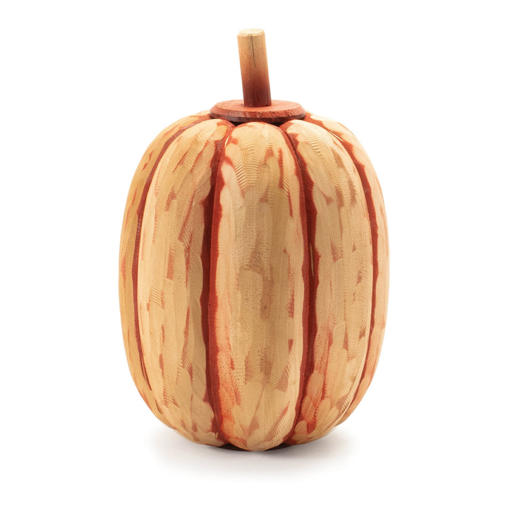 Carved Fir Wood Pumpkin Decor (Set of 2)