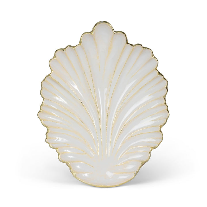 Gold and white scallop decorative dish, view 2