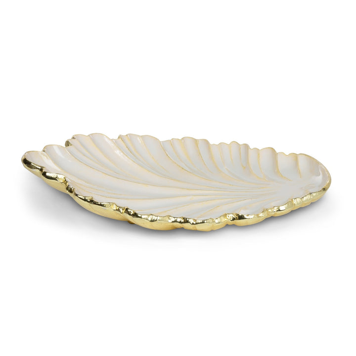 Gold and white scallop decorative dish, view 3