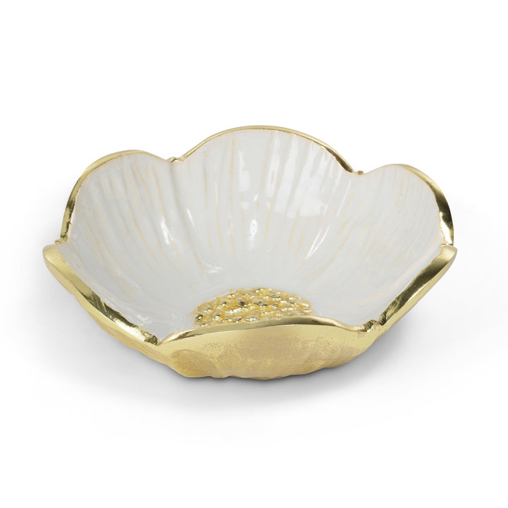 Gold and white blossom trinket dish, view 1