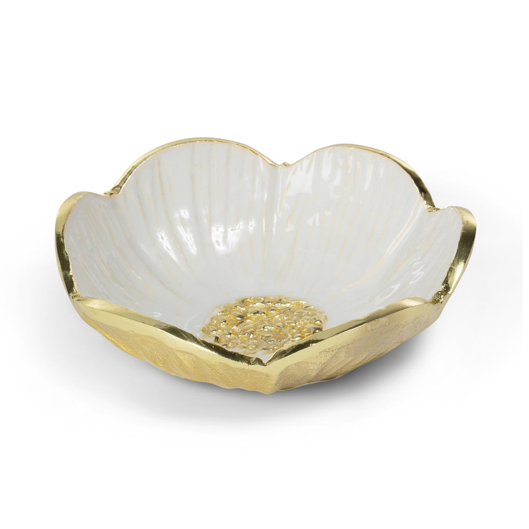 Gold and white blossom trinket dish, view 2