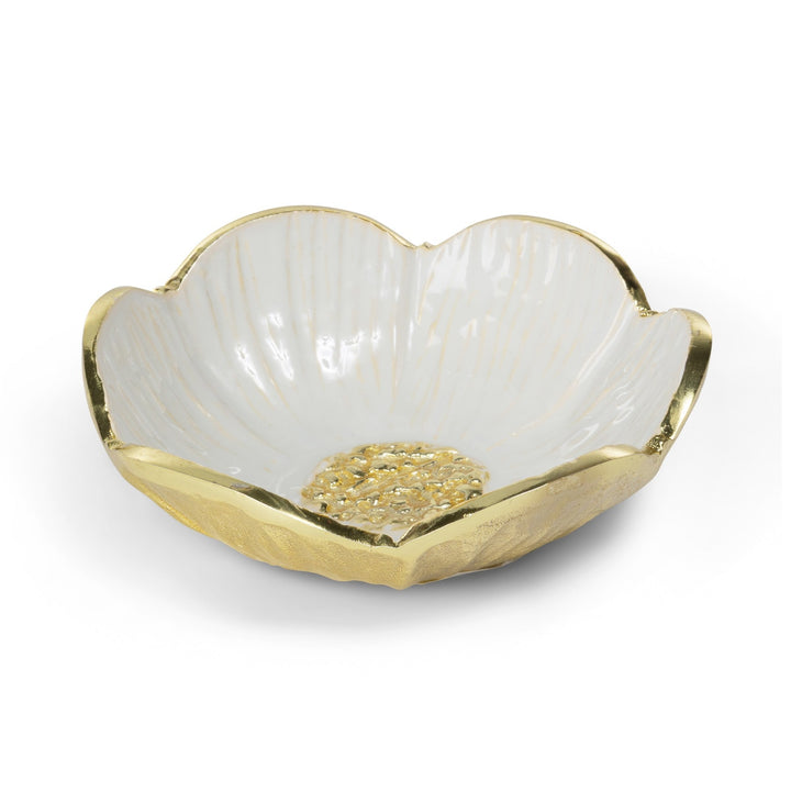 Gold and white blossom trinket dish, view 2