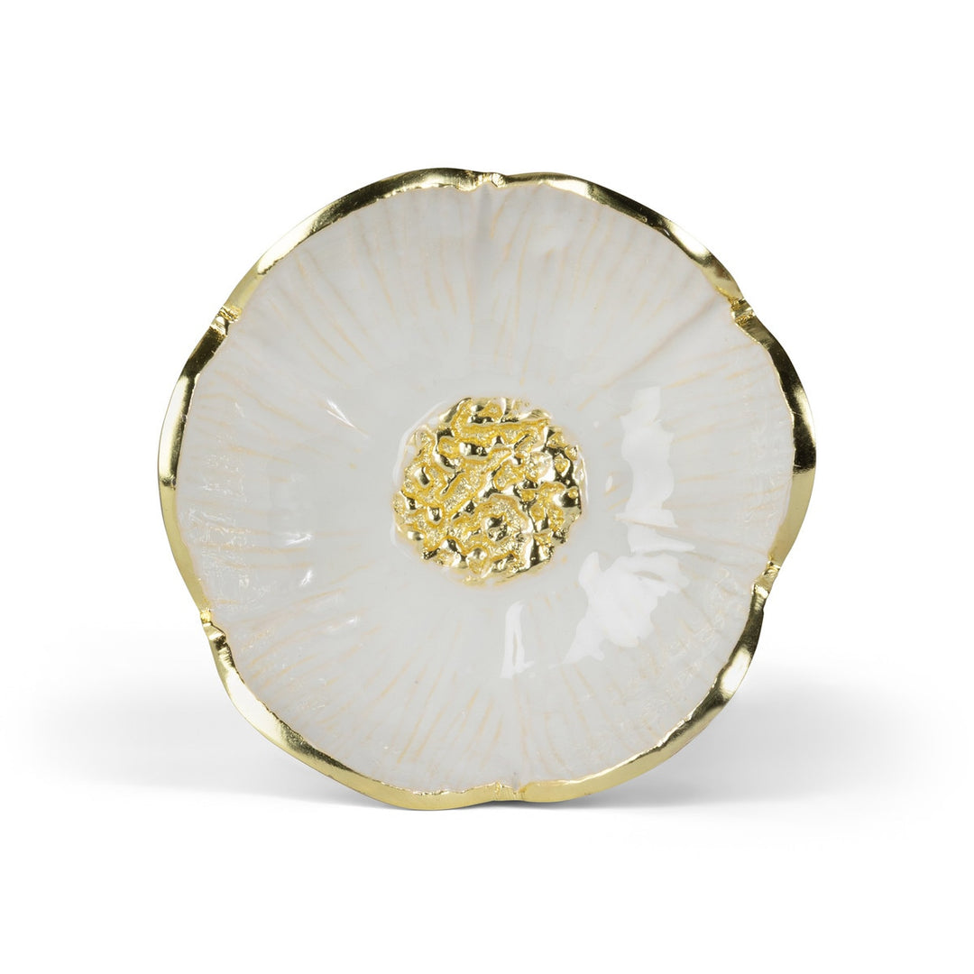 Gold and white blossom trinket dish, view 3