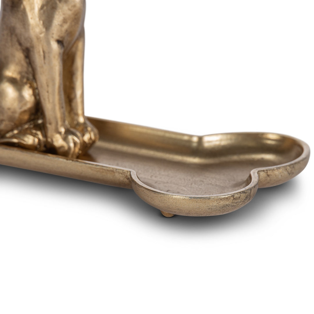 Antiqued gold hound jewelry dish