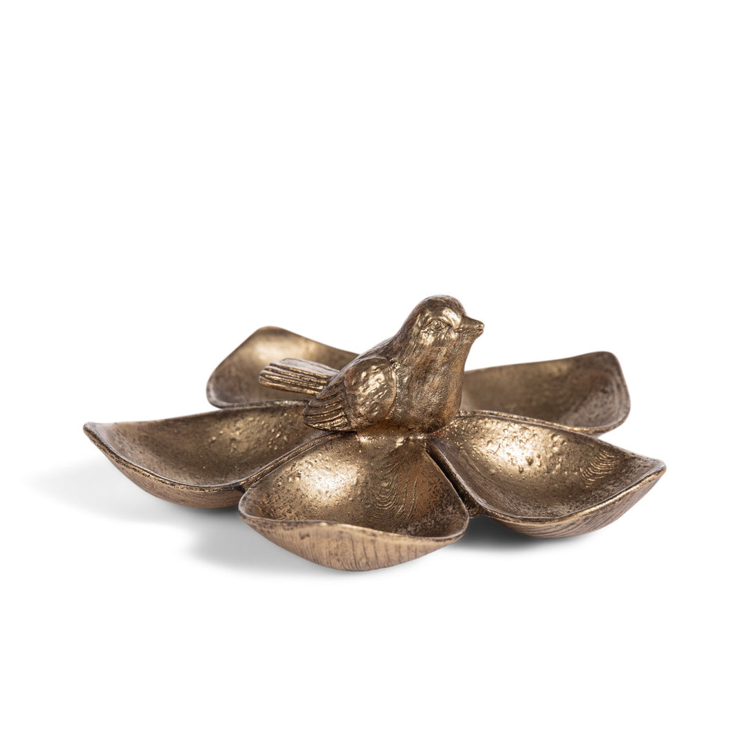 Antiqued gold petal catch-all dish
