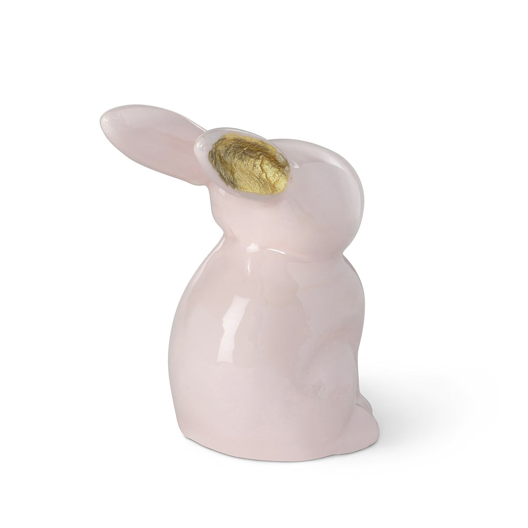 Pink and gold hare figurine, view 1