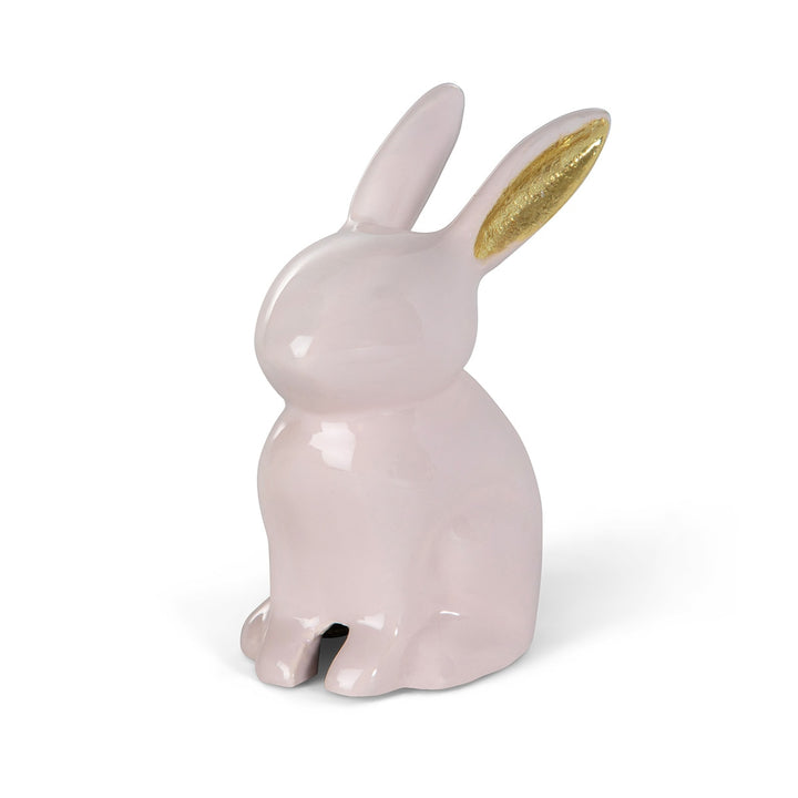 Pink and gold hare figurine, view 2