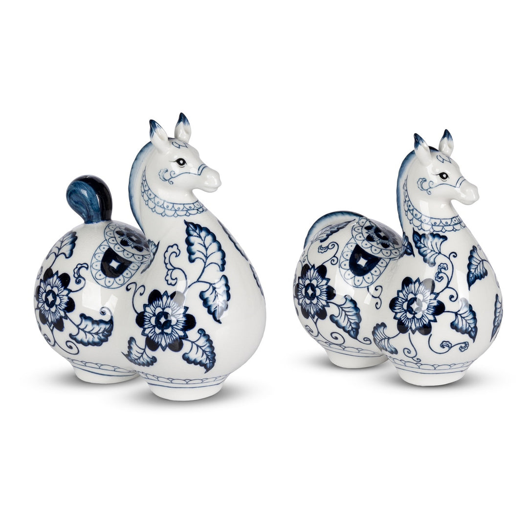 Porcelain horse statues, view 1