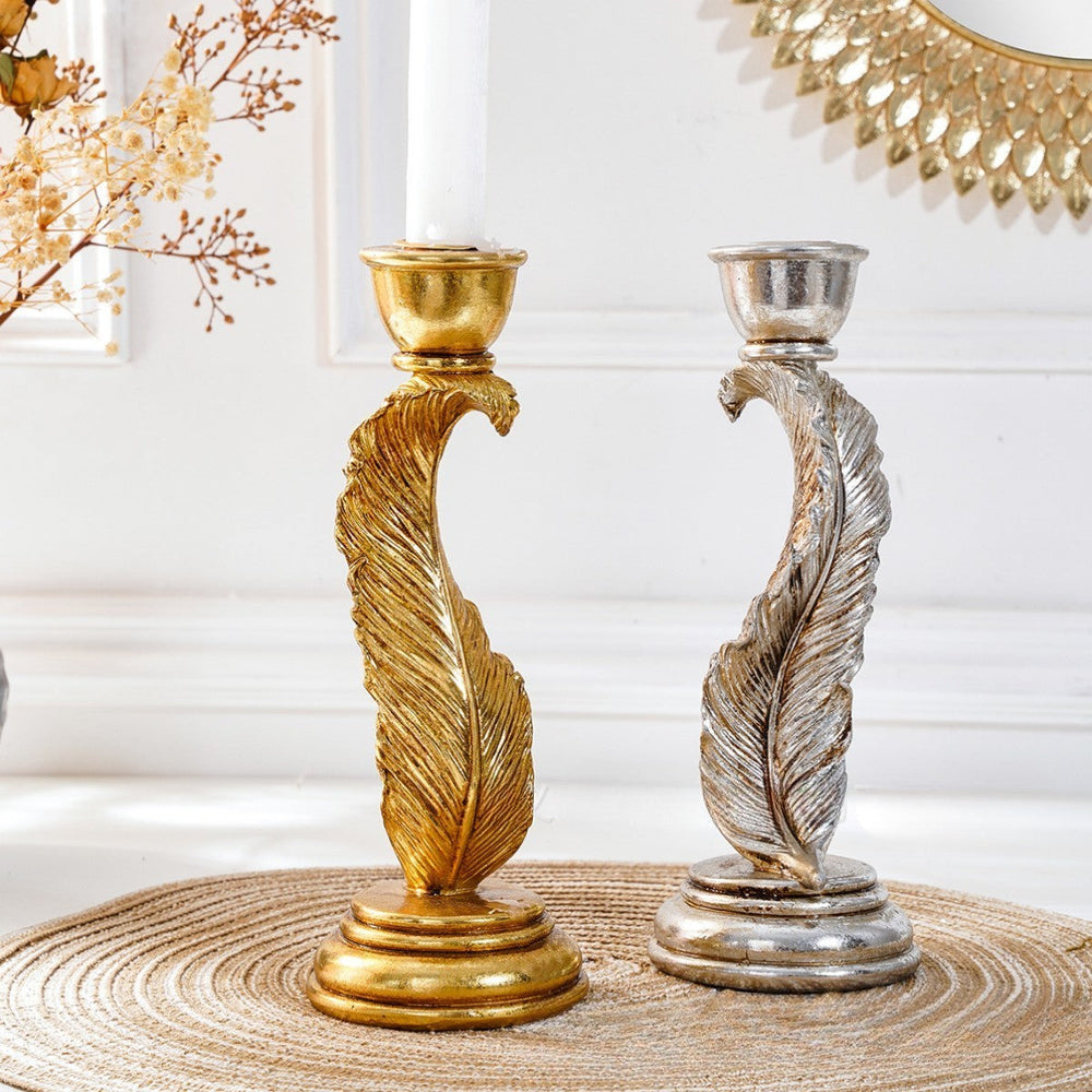 Decorative Feather Candle Holder by Vagabond Vintage