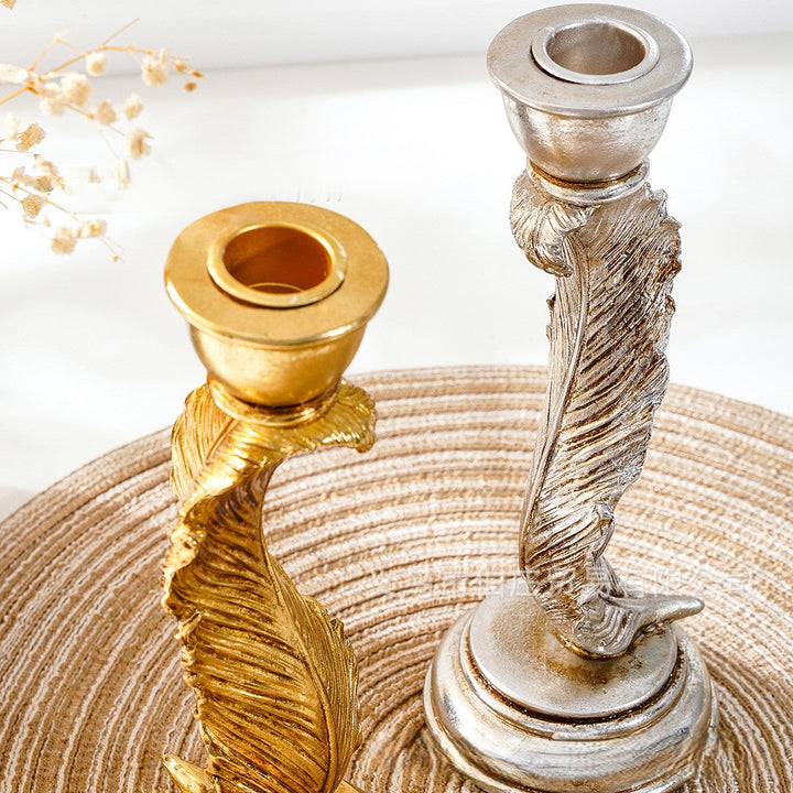 Decorative Feather Candle Holder by Vagabond Vintage