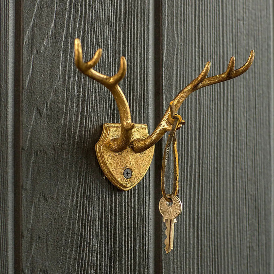 Gold-Leaf Cast Iron Antler Hook