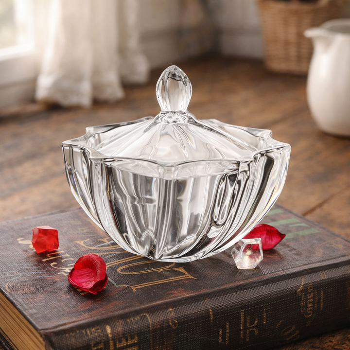 Petal-Cut Glass Keepsake Jar