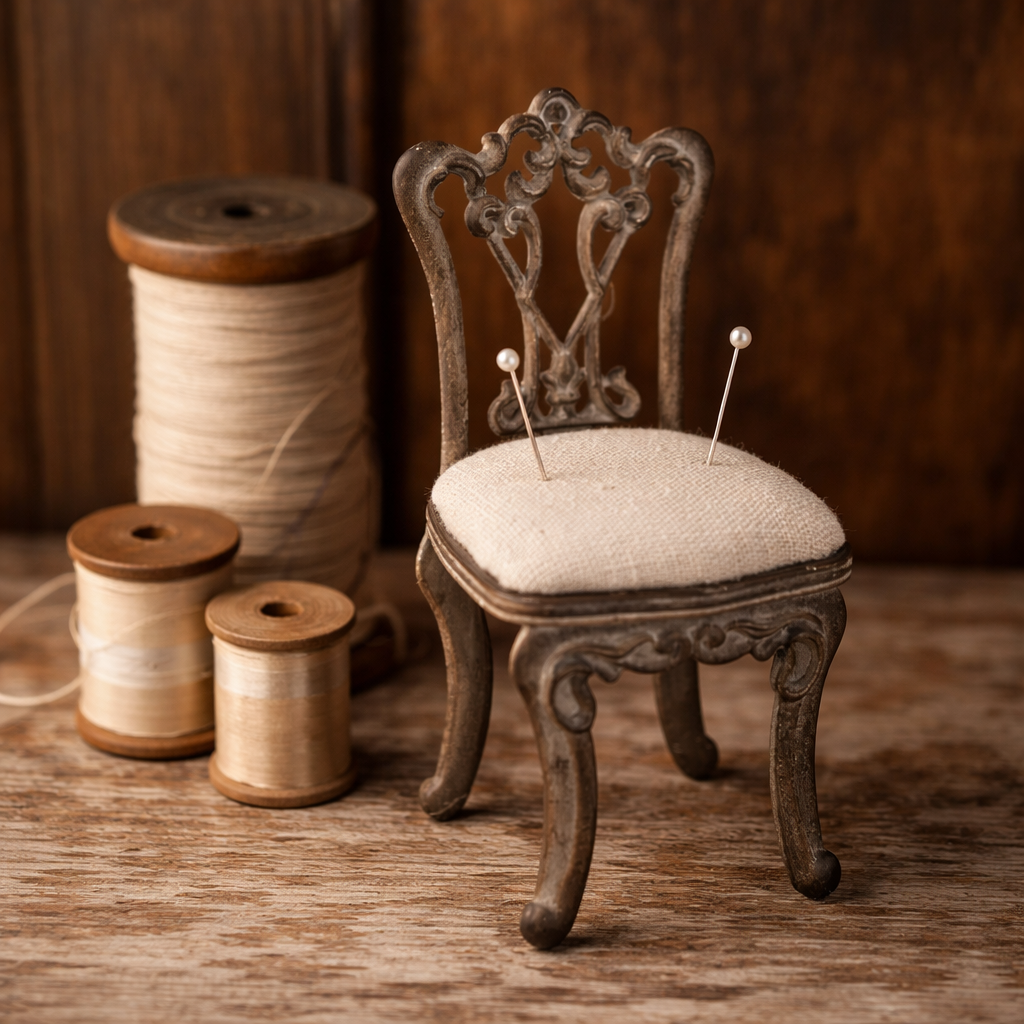 Pewter Chair Needle Holder