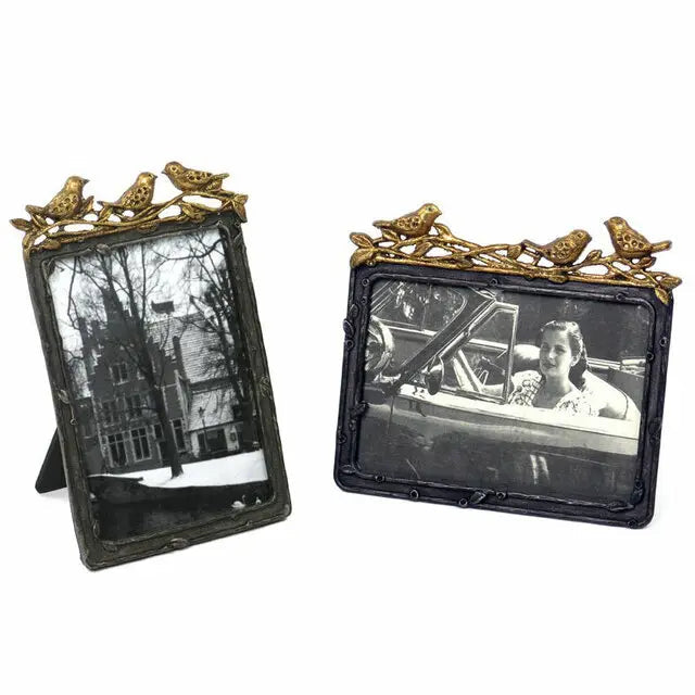 Pewter Frame with Gold-Leaf Birds — view 1