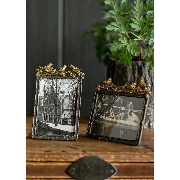 Pewter Frame with Gold-Leaf Birds — view 2